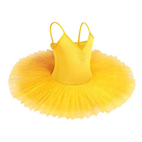 Robe tutu de danse tutu classique fille col en V sans manches pour tenue de danseuse