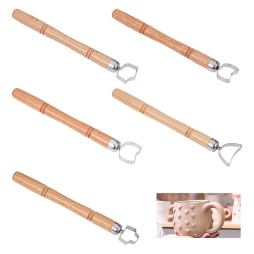 OLYCRAFT 5 Pcs Sculpture Scraper Clay Extruder Tool Pottery Cup Handle Shape Tool Modeling Clay Cutters Sculpture Kit Clay Modeling Tools for Ceramic Sculpture Craft 4.6~4.9 Inch Long