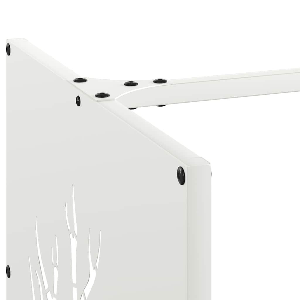 Estantería para leña blanca 40 x 40 x 40 cm, acero laminado en frío, soporte para madera de chimenea para interior y exterior, elegante soporte de madera con para salón y terraza
