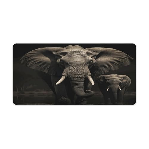 Elephant Black Desk Mat Mouse Pad Grande Antideslizante