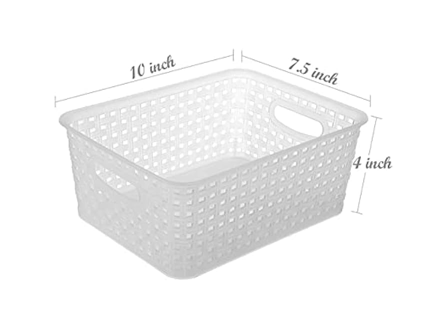 Clear Plastic Woven Storage Basket, 6-Pack Weave Basket Organizer for Kitchen Offices Bathrooms