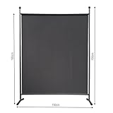 QUICK STAR Paravent Outdoor Wetterfest 150 x 190 cm Grau | Raumteiler Stellwand Innen | Garten & Balkon Sichtschutz Blickdicht