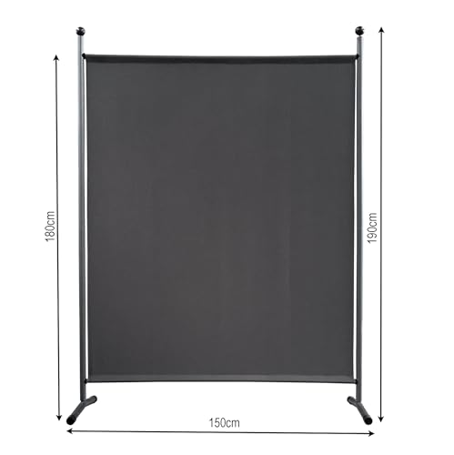 QUICK STAR Paravent Outdoor Wetterfest 150 x 190 cm Grau | Raumteiler Stellwand Innen | Garten & Balkon Sichtschutz Blickdicht