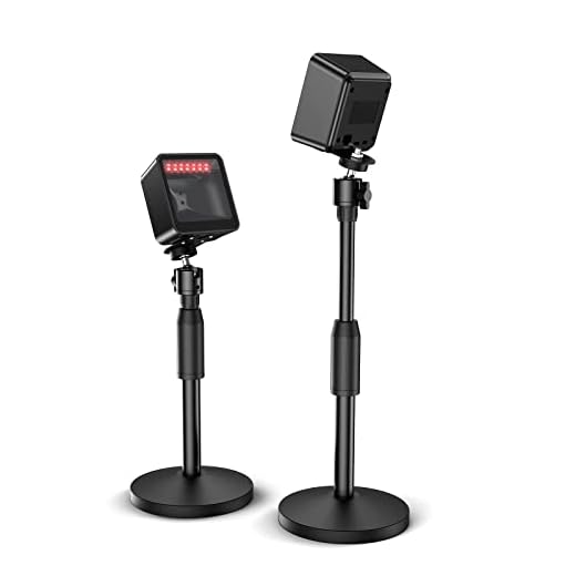 Eyoyo 1D 2D Hands-Free Barcode Scanner with Height Adjustable Stand, Omni-Directional Presentation Desktop Bar Code Scanner with Automatic Sensing Scanning for POS Checkout Counter Book Library Retail