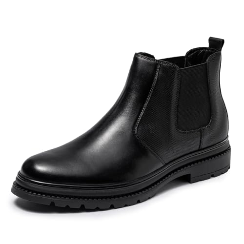 Image of OKKO Mens Chelsea Boots Genuine Leather Dress Boots for Men Classic Stylish Casual Slip On Ankle Boot for Men