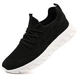 DLWKIPV Women's Running Shoes for Walking & Gym Lightweight Breathable Mesh Sneakers with Cushioned Support and Everyday Style Black White US Size 7.5