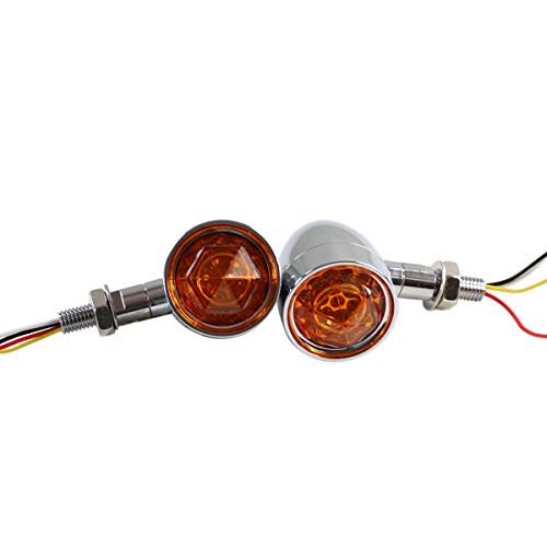 FATECIM Custom 2Pcs Motorcycle LED Turn Signal Lights with Running/Braking Lights, Bullet Heavy Duty Indicators Blinkers Lights Universal Chrome