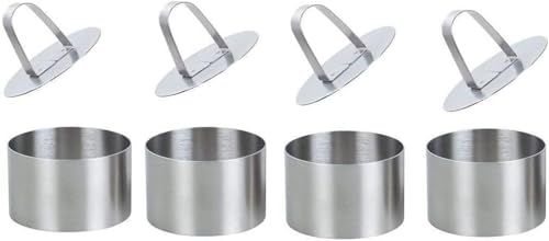 AGDLLYD Emporte-pièces,Cercles de présentation,Lot de 4 Emporte-Pièces Ronds Avec Poussoir En Acier Inoxydable De Haute Qualité