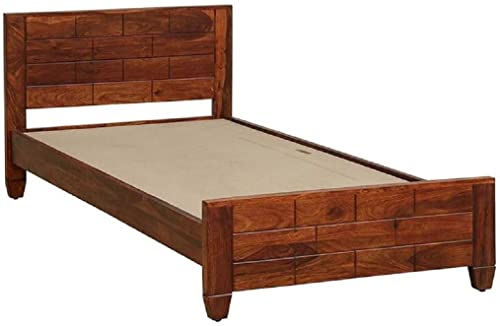 Image of AADITYA WOODS Solid Sheesham Wood Single Bed Cot Without Storage | Single Size Bed for Bedroom | Multipurpose Use Bed- Honey Teak 10