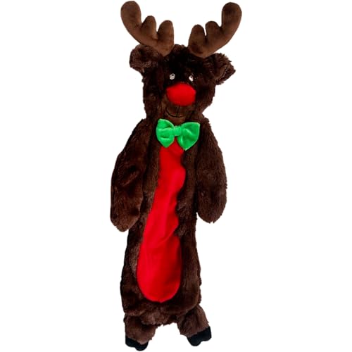 Jeffers Pet Animal Themed Plush Squeaker Dog Toy, 12" - Christmas Reindeer