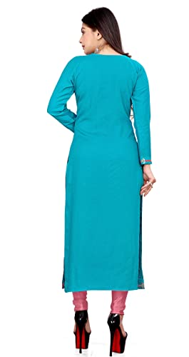 Image of Women's Rayon Embroidered Straight Kurti Under 499 Designer Attractive Look Women's Kurta