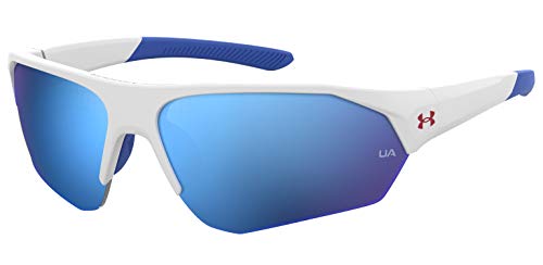 Under Armour UA 7000/S Special Shape Sunglasses, Matte White/Blue Multi, 69mm, 9mm