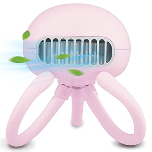 Portable Bladeless Fan - Mini Handheld Fan with Flexible Tripod, Clip-on for Stroller, Car Seat, Crib, Bike and Desktop - 3 Speeds, Rechargeable Battery Operated (Pink)