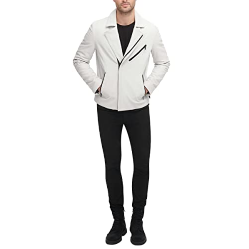 Image of DKNY Men's Genuine Leather Motorcycle Jacket