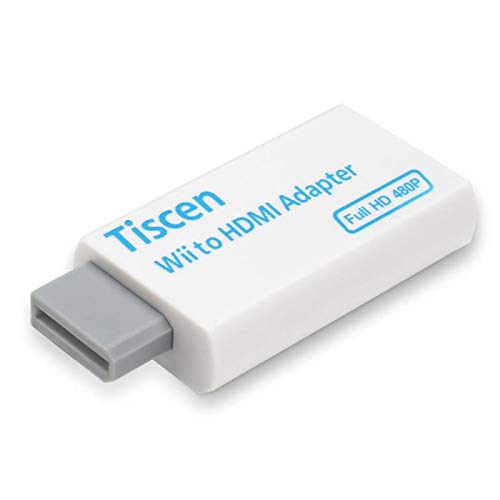 Tiscen Wii to HDMI Converter for Full HD Device, Wii HDMI Adapter with 3,5 mm Audio Jack & HDMI Output Compatible with Nintendo Wii, Wii U, HDTV, Monitor-Supports All Wii Display Modes 1080P, NTSC