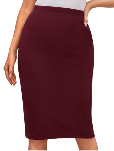 JO JO CreationRegular Pencil Skirt Black, Maroon