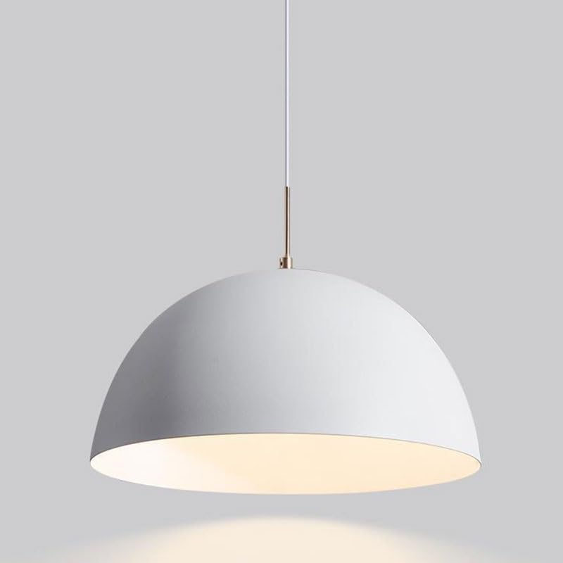 Suspension E27 dimmable plafonnier métal rond blanc lustre salon CGTENBS