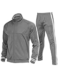 Zusmen Mens Athletic 2 Piece Tracksuit Sets Casual Jogging Suits Full Zip Sports Set Stand-up collar Sweatsuit fo Men GrayXL