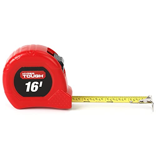 Hyper Tough 16 Tape Measure Nylon-Coated Blade | Belt Clip | Fractional Read