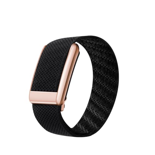 Dado Premium Nylon Sport Band Compatible with WHOOP 4.0 Adjustable Stretch Wrist Strap for WHOOP Fitness TrackerBreathable Durable & Secure Fit Strap with Metal Buckle (Black/Rose Gold)