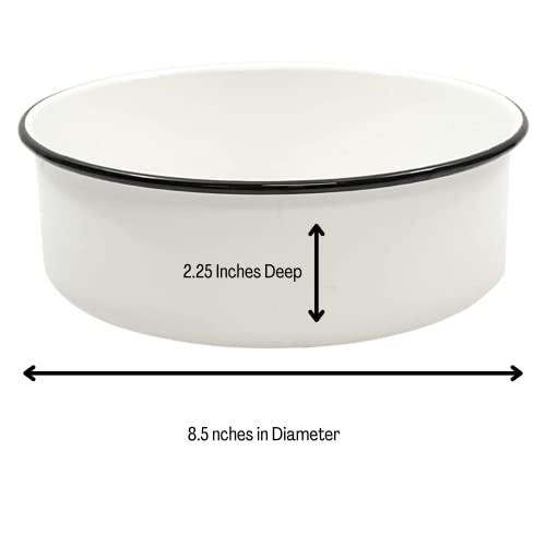 Tablecraft-Enamelware-Collection-Black-Rim-Solid-White-Enamel-Round-Serving-Tray-Camping-Farmhouse-Home-Restaurant-Porcelain-over-Steel-Vintage-Boho-Retro-85-Round-225-Deep Tablecraft Enamelware Collection Black Rim Solid White Enamel Round Serving Tray Camping Farmhouse Home Restaurant Porcelain over Steel Vintage Boho Retro 85 Round 225 Deep