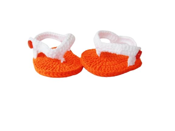 Crochet Baby Flip Flops,Crochet Baby orange Flip Flops, New baby girl shoes, baby shower gift Outfit Summer Shoes, Newborn Baby Sandals,Baby Shower Gift (3-6months)
