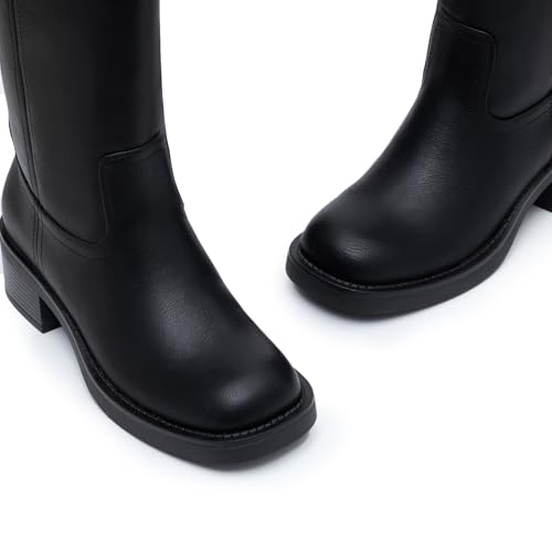 Athlefit Knee High Boots Square Toe Ridng Chunky Tall Boots for Women - image 5