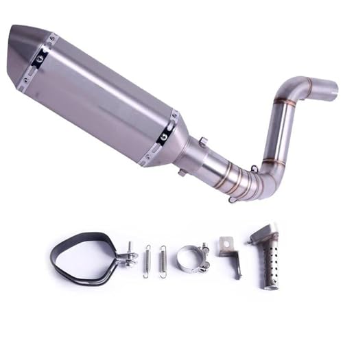 Auspuffteil Motorrad-Auspuffschalldämpfer Volles Mittelverbindungsrohr Slip On Für Duke 125 150 200 390 2012 2013 2014 2015 2016(Silver)