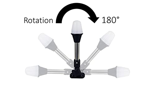 Pactrade Marine 12V Marine Boat Yacht Pontoon Navigation Anchor Light 360 Degrees All Around White Color Splashproof Black Housing (Led Fold Down Base (H=9.5")) #TOP3