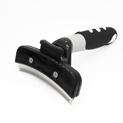 Cepillo Perros y Gatos Autolimpiante – Deslanador para Pelo Corto y Largo – Elimina Subpelo y Pelo Muerto – Púas de Acero Inoxidable con Puntas Redondeadas – Mango Ergonómico – Incluye Quitagarrapatas