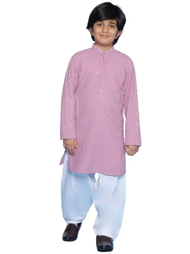 Image of AJ DEZINES Kids Kurta Pajama Set For Boys | Embroidery Chikankari Kurta Set | Traditional & Festive Outfit | Cotton Stylish Boys Kurta Pyjama | Perfect For Festivals Wedding & Family Function