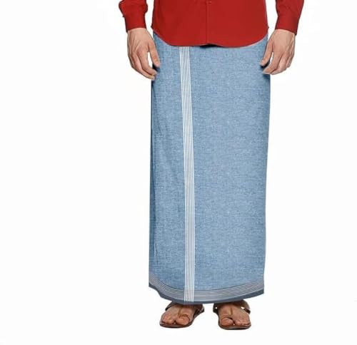 Image of Men's Cotton Lungi | Traditional Indian Wear | Soft & Breathable Checked Lungis for Daily Comfort, Home Wear & Casual Use | Free Size Wrap