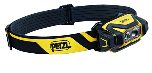 PETZL PIXA R Professionelle LED-Stirnlampe, 600 Lumen, IP68 Wasserdicht, Aufladbar, Schwarz-Gelb