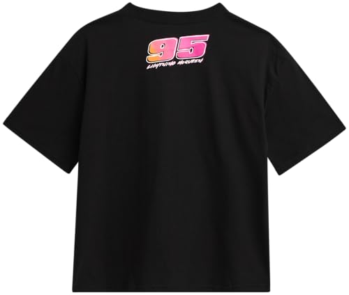 Image of Disney Lightning McQueen Mickey Mouse & Stitch Womens Retro Graphic Tees | Vibrant Disney Graphics, Breathable Fabric, Cropped Fit, Size Up for Ideal Fit