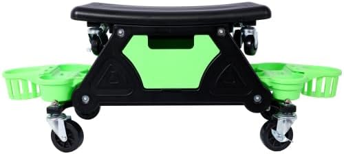 Rolling Detailing Creeper Seat, Roller Mechanic Detailing Utility Seat, Rolling Mechanic Stool with Wheels, Removable Tool Trays Drawer, 300 Lbs Capacity for General Garage Use, and Home Use