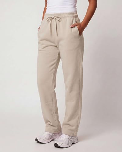 Image of Real Essentials 3 Pack: Women's Relaxed Fit Fleece Open Bottom Sweatpants - Casual Athleisure (Available in Plus)