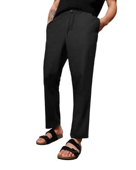 brucewane Men's Premium Cotton Solid Pyjamas with Elasticated Waist and Dual Side Pockets – Comfortable and Stylish Lounge Pants in Gray, Black & Navy Blue Colors.-picture-24