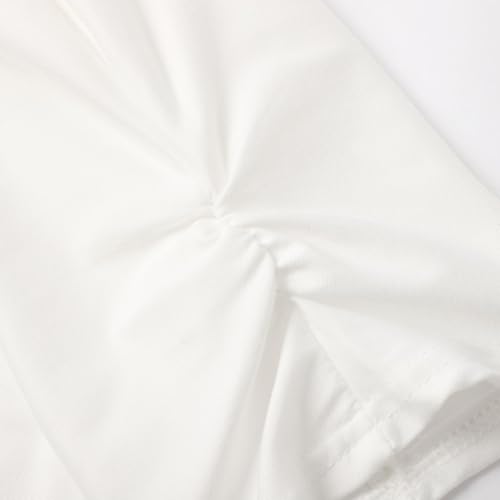 Camiseta básica con hombros descubiertos con volantes, blusa de manga corta para el día a día, vacaciones, ropa versátil, para todo el año, informal, cómoda, Blanco, XL