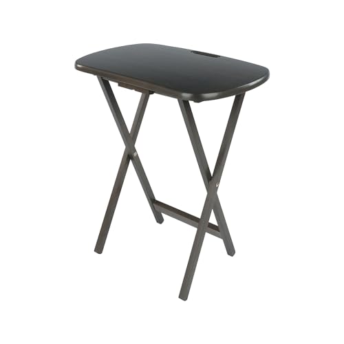 Image of Winsome Lucca Snack Folding Table Set, 22.8-inch x 15.6-inch, Oyster Gray (16577) | Easy to Store Portable Fold Up Table Set with Storage for Kitchen, Living Room TV Dining, Crafts, Puzzles, Work From Home