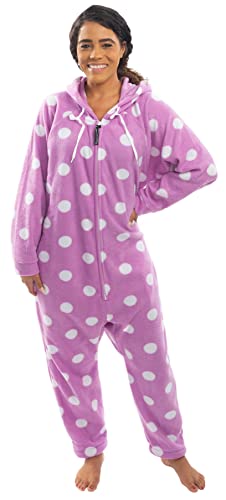 Image of Forever Lazy Footed Adult Onesie - Purple Polka - S - Wide