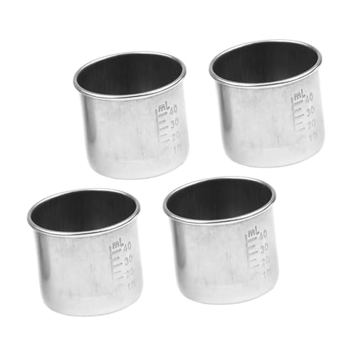 ULTECHNOVO Bicchieri Graduati in Acciaio Inossidabile 304 40ml Resistenti Agli Acidi e Agli Alcali Misurini Portatili Per Medicinali Pratici Per Uso Domestico Set Da 4 Pezzi