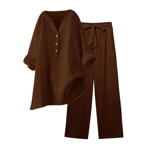 Tenue de sport femme grande taille ensemble pantalon fluide et blouse col V ample
