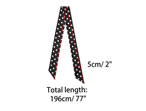 Allegra K 50s Skinny Silky Scarf Polka Dots Waistband Long Narrow Neckscarf Bag Handle Accessory3