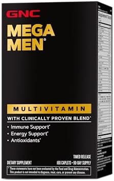 GNC Mega Men Multivitamin | Antioxidants, Heart Health, and Immune Support | 180 Count