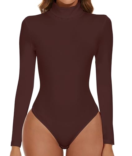 SHAPERIN Body Langarm Damen Rollkragen Bodysuits Oberteil Tanga Leotards...