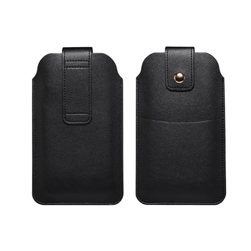 Étui de Ceinture Cuir pour Téléphone Homme, Pochette Smartphone Ceinture Cuir Noir, Petit Sac Ceinture Telephone Sacoche Sac de Transport Portefeuille avec...