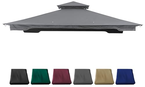 JANCANOPY Replacement Gazebo Cover Compatible with SUNJOY 10 x 12 Regency II Patio Gazebo L-GZ798PST A111014400 (11X13 Ft) A101004104 A101004105 A111002001(Grey)