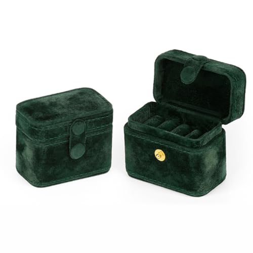 CASEGRACE Estojo de joias de veludo para viagem, caixa pequena portátil de anel de veludo de pelúcia para anéis de brincos, acessórios essenciais de viagem para mulheres
