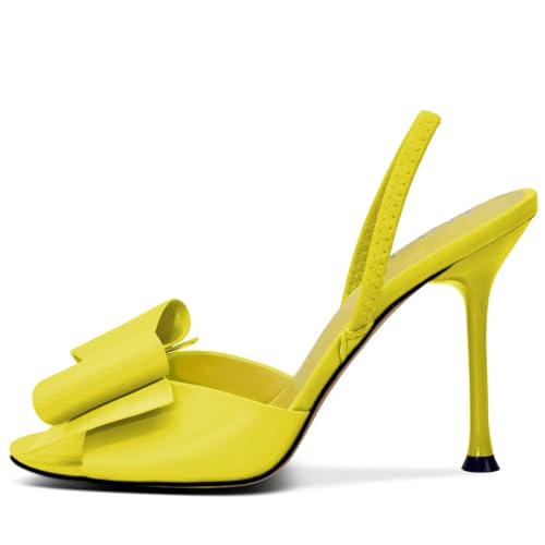 Image of Satin High Heels Slingback Open Toe Mules Sandals Bow Stiletto Sexy Heels Comfortable Wedding Party Shoes