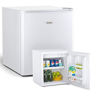 COSTWAY Mini-koelkast, 48 liter, flessenkoelkast, drankenkoelkast met vriesvak, verwisselbare deuraanslag, 7 temperatuurniveaus instelbaar, 49 cm hoogte (wit)